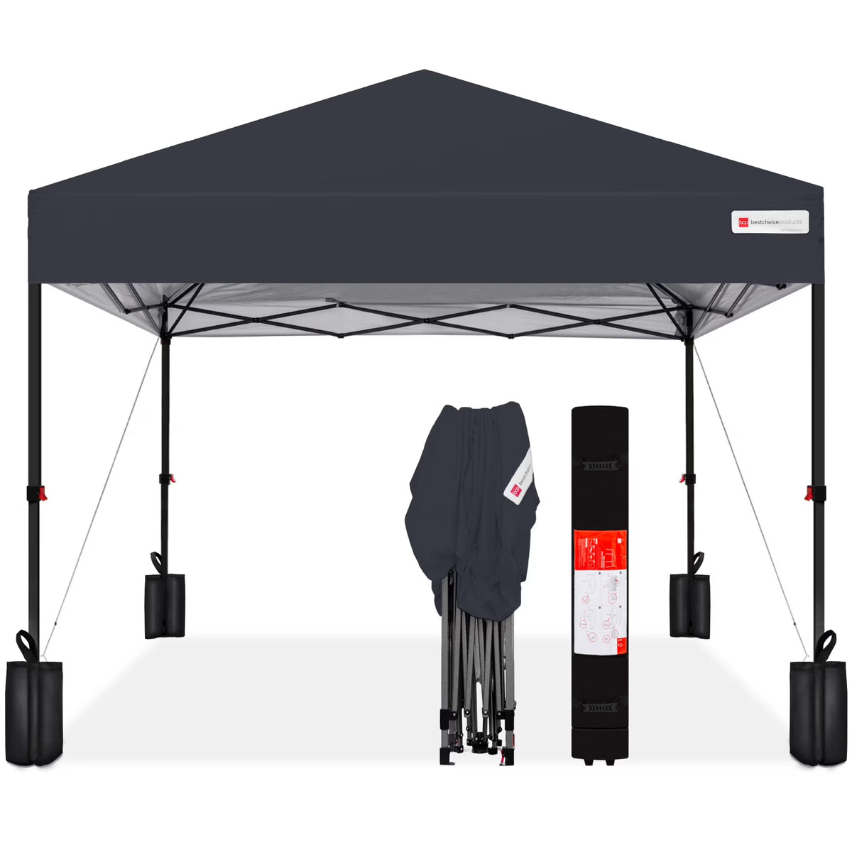 Nouveauté 2026 – Best Choice Products 3,66 m x 3,66 m - Abri pliant facile à monter avec installation en un clic, sac à roulettes et 4 sacs de lestage - Bleu marine
