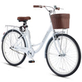 Nouveauté 2026 – Vélo confort femme Viribus , 24 pouces, style cruiser plage et ville, avec panier, blanc