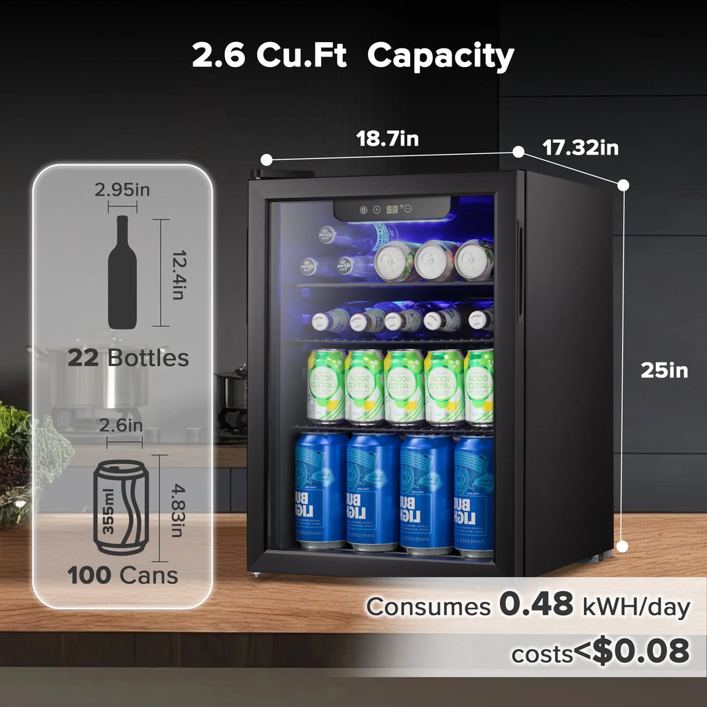 Nouveauté 2026 – Mini-réfrigérateur à boissons Auseo , 1,3 pi³ (37 litres) - Capacité de 55 canettes et 12 bouteilles - Porte double vitrée - Idéal pour la maison, le bar ou le bureau - Commandes tactiles électroniques