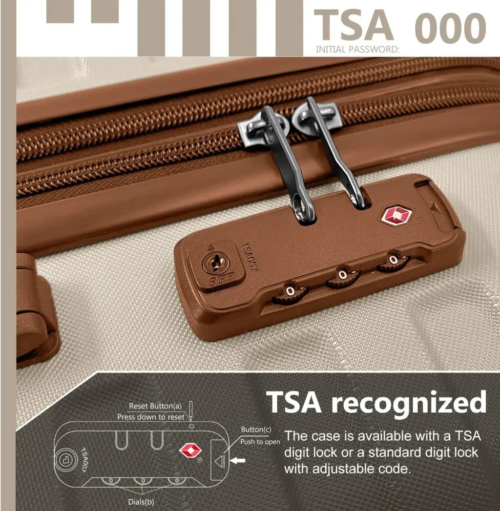 Nouveauté 2026 – Ensemble de 6 valises rigides comprenant des valises extensibles à roulettes pivotantes avec serrure TSA, 25 % de capacité supplémentaire, un sac de voyage et une trousse de toilette, valises en ABS crème