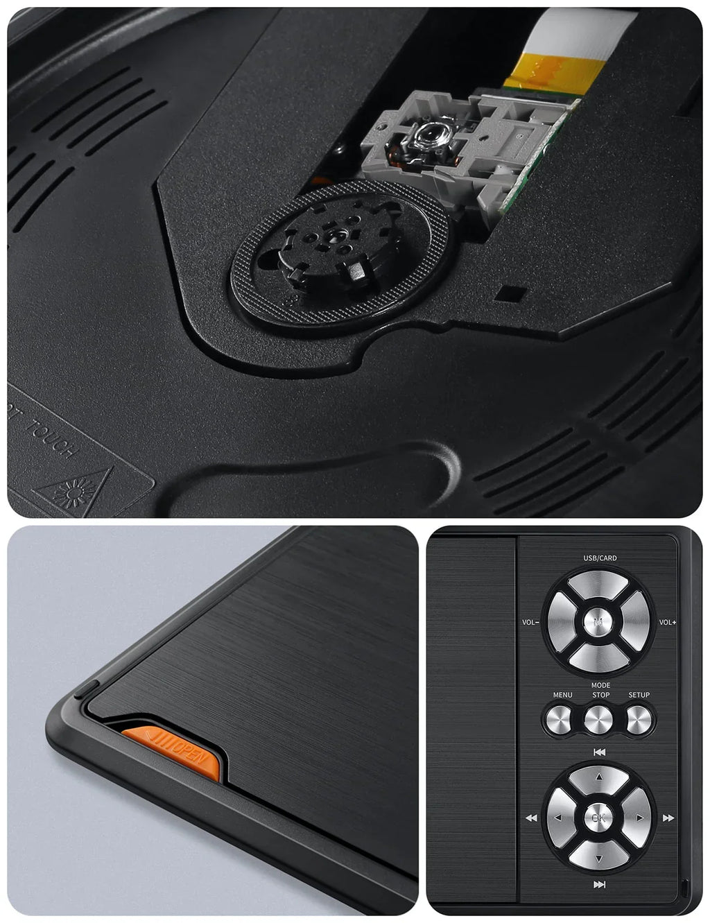Nouveauté 2026 – Lecteur DVD portable 7,5 pouces (19 cm) pour voiture et enfants, compatible USB et cartes SD, autonomie de 5 heures grâce à sa batterie interne, avec chargeur allume-cigare, noir