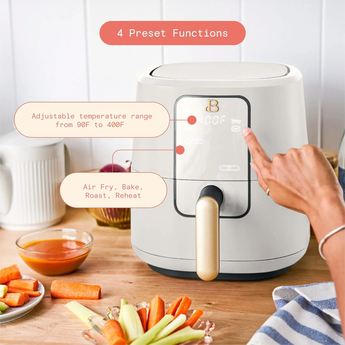 Nouveauté 2026 – Friteuse à air 3 pintes Beautiful avec technologie TurboCrisp, glaçage blanc par Drew Barrymore