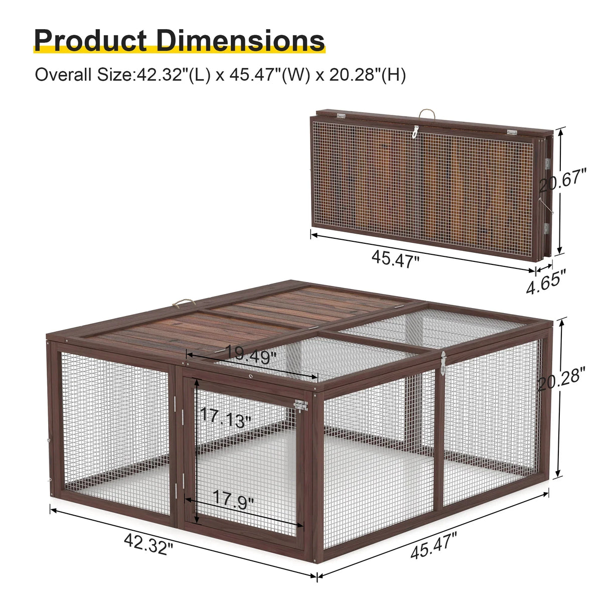 Nouveauté 2026 – Poulailler portable , clapier, cage d'extérieur en bois pour petits animaux (lapins, canards, poussins, cailles), aucun assemblage requis