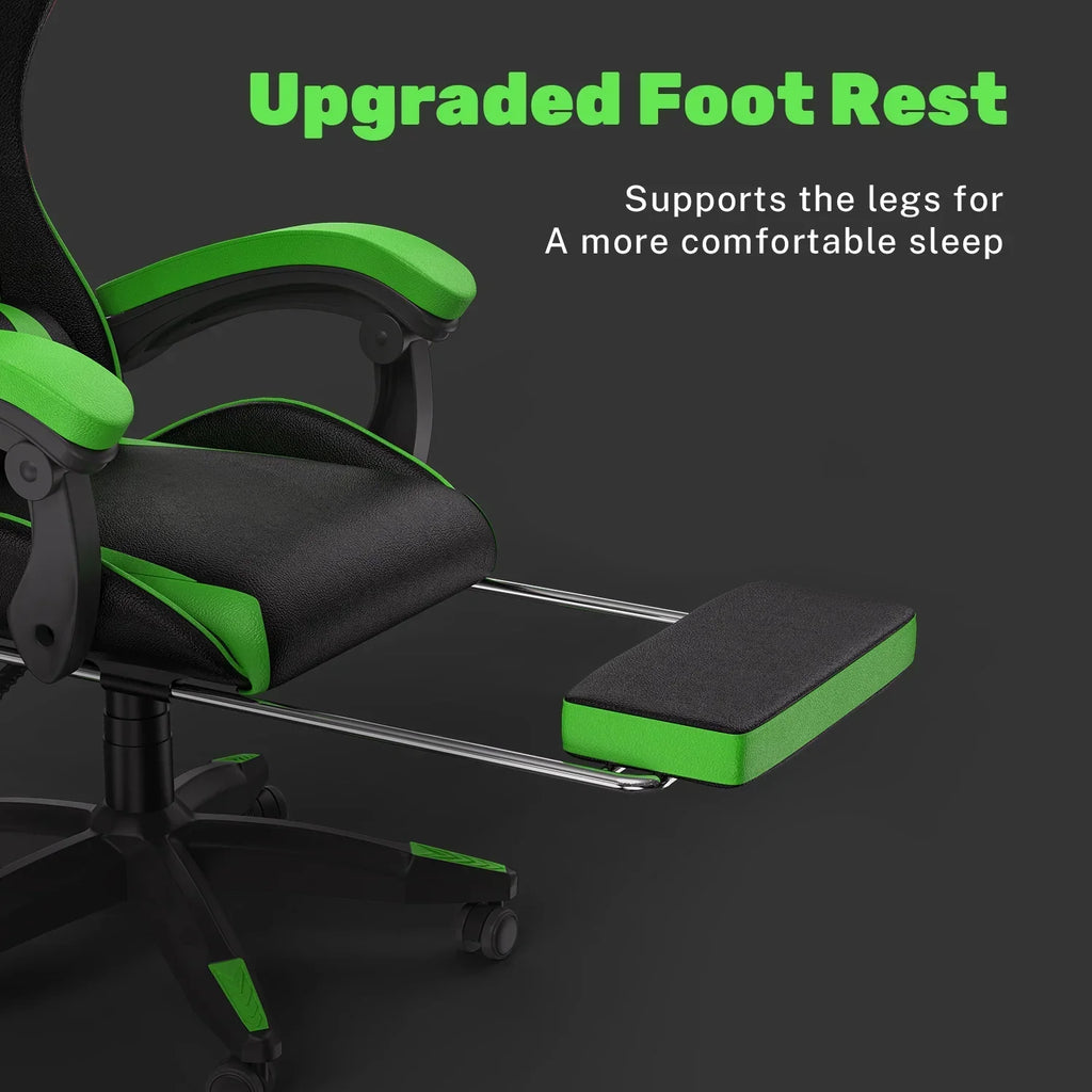 Nouveauté 2026 – Chaise de jeu Bigzzia , chaise de bureau ergonomique avec appui-tête et soutien lombaire réglables en hauteur, pour adultes et adolescents, noir et blanc