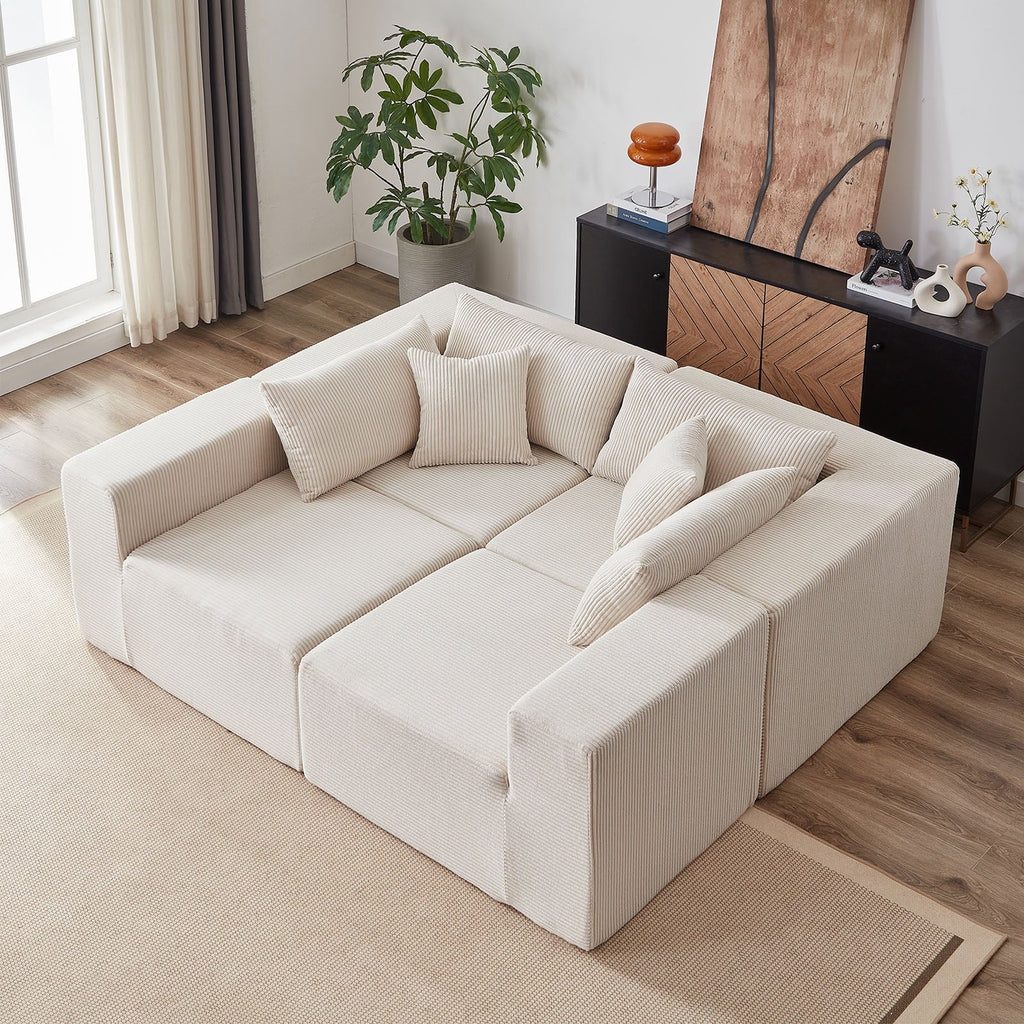 Nouveauté 2026 – Canapé d'angle modulaire en velours côtelé de 264 cm (104 pouces), ensemble de canapés de sol de luxe, mobilier d'intérieur rembourré, canapé compressé en mousse pour salon et chambre, combinaison libre de 4 pièces