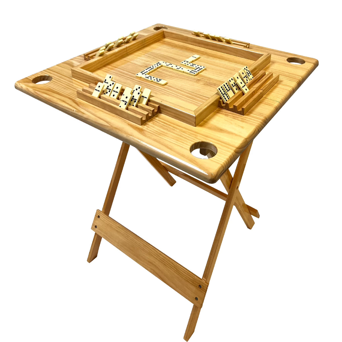 Nouveauté 2026 – Table de dominos Wood en bois massif, pliable et portable, avec supports de dominos intégrés. Taille standard, portable et pliable, se range facilement dans un placard ou un garage
