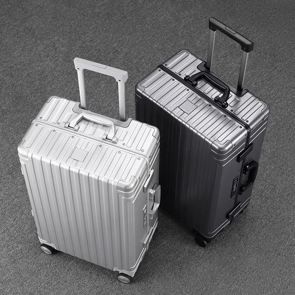 Nouveauté 2026 – Valise rigide en aluminium , approuvée par les compagnies aériennes, sans fermeture éclair, avec roulettes multidirectionnelles, idéale pour les voyages d'affaires et de loisirs