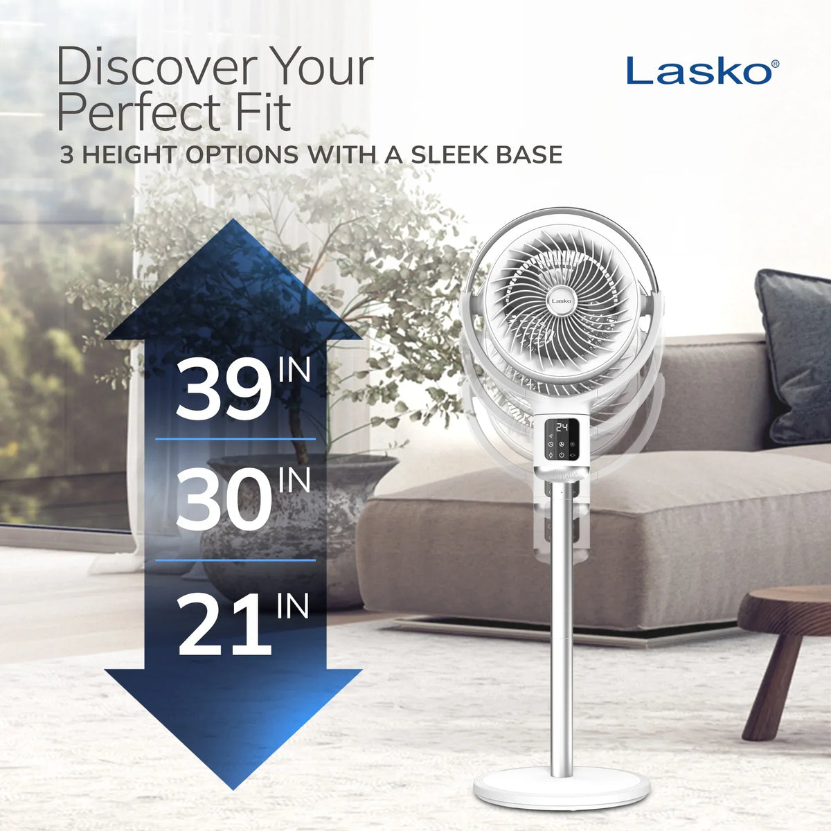 Nouveauté 2026 – Ventilateur sur pied Lasko Whirlwind 7" à 24 vitesses, mouvement orbital, débit d'air de 25 pi/s, télécommande, APDC301
