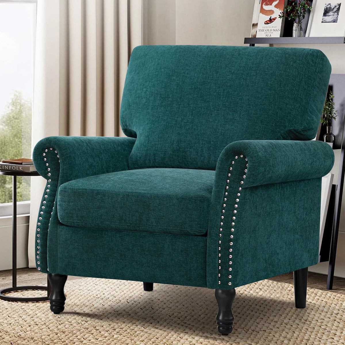 Nouveauté 2026 – Fauteuil d'appoint moderne COOLHUT , canapé une place confortable revêtu de tissu lin avec structure en bois massif, gris