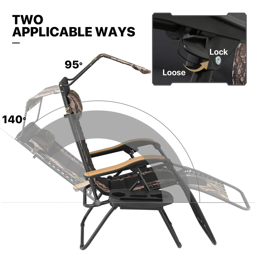 Nouveauté 2026 – Ensemble de 2 chaises MoNiBloom Zero Gravity , fauteuils de plage/terrasse pliables avec auvent et appui-tête, noirs