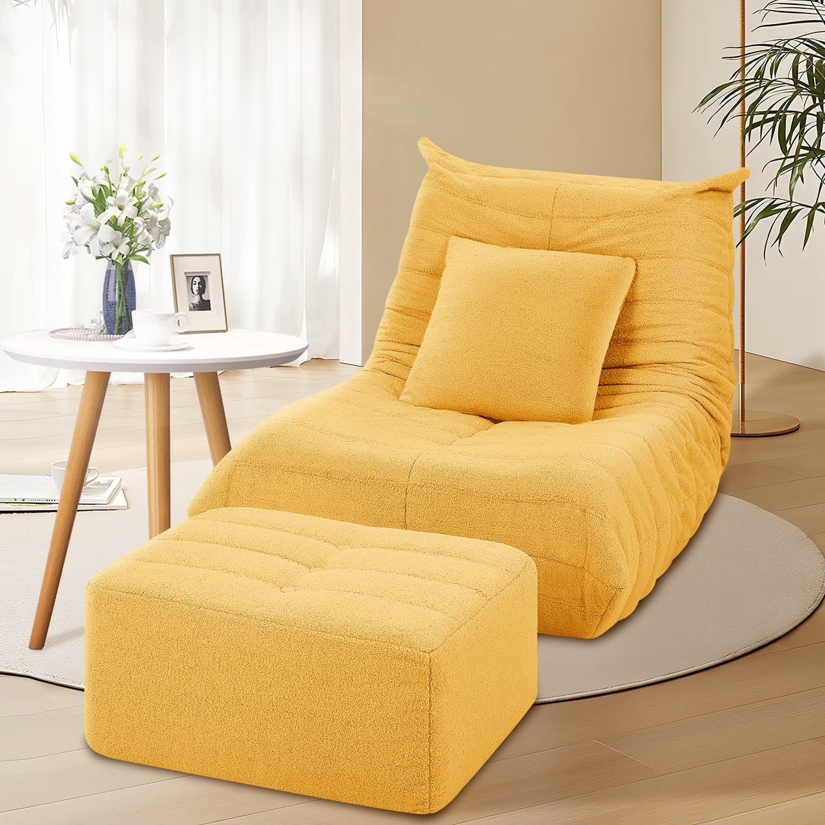 Nouveauté 2026 – Fauteuils poufs VFD pour adultes, pouf avec repose-pieds, canapé lounge confortable en mousse à mémoire de forme, fauteuil de lecture idéal pour la chambre et le salon, canapé de sol relaxant