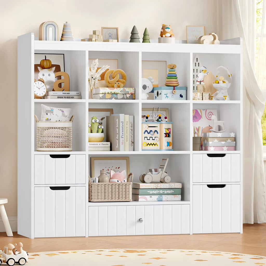 Nouveauté 2026 – Coffre de rangement pour jouets Homfa avec compartiments, tiroirs amovibles, bibliothèque pour chambre ou salon, gris
