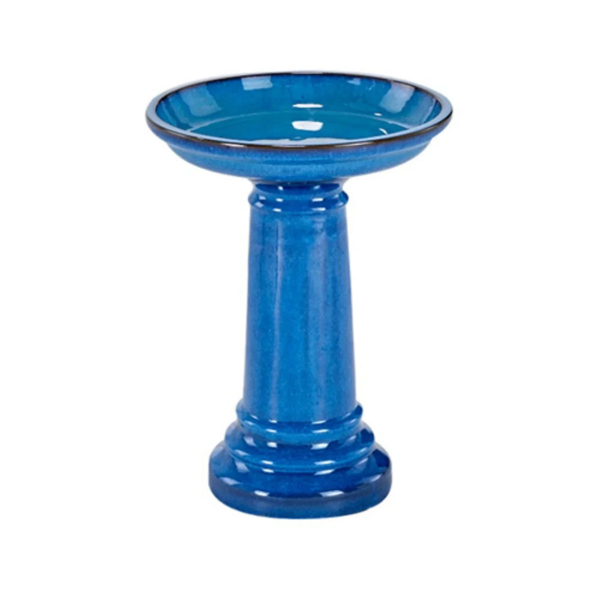Nouveauté 2026 – Bain d'oiseaux traditionnel en céramique Aviatra de Smart Solar (réf. 207104-BT), bleu vif, bleu vif