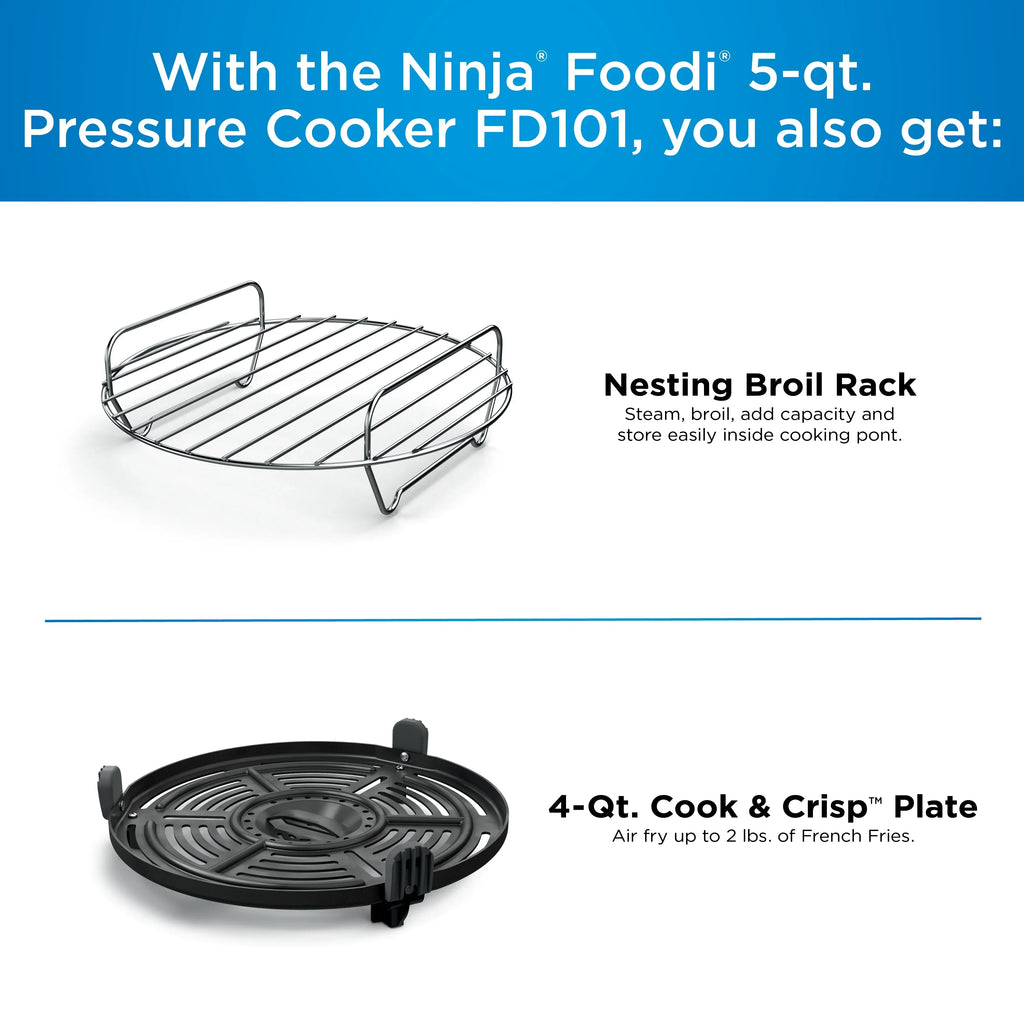 Nouveauté 2026 – Autocuiseur Ninja Foodi 10-en-1 5 L , cuiseur vapeur, four, gril, déshydrateur, friteuse à air chaud, revêtement antiadhésif, FD101, acier inoxydable