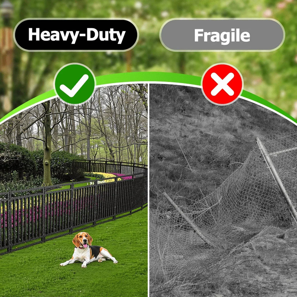 Nouveauté 2026 – Clôture décorative pour jardin Petorldog , 22 m x 1 m, 28 panneaux + 4 portails, clôture métallique anti-creusement pour chiens | Noir et argent