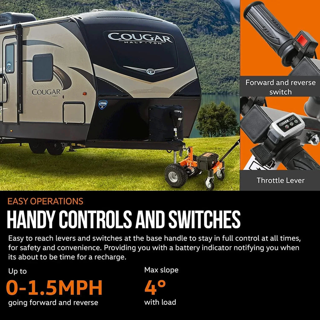 Nouveauté 2026 – Remorque motorisée SuperHandy avec pneus de remorquage - 24 V, capacité de remorquage de 1633 kg, poids sur la boule d'attelage de 272 kg