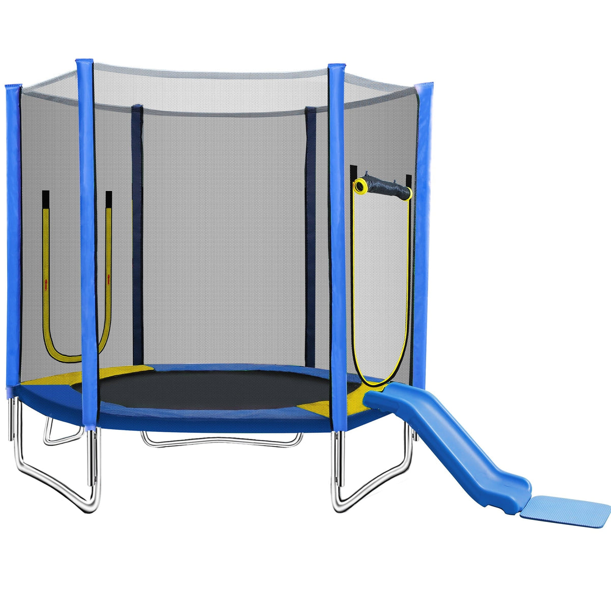 Nouveauté 2026 – Trampoline FT pour enfants, trampoline de loisirs d'extérieur avec filet de sécurité, bleu