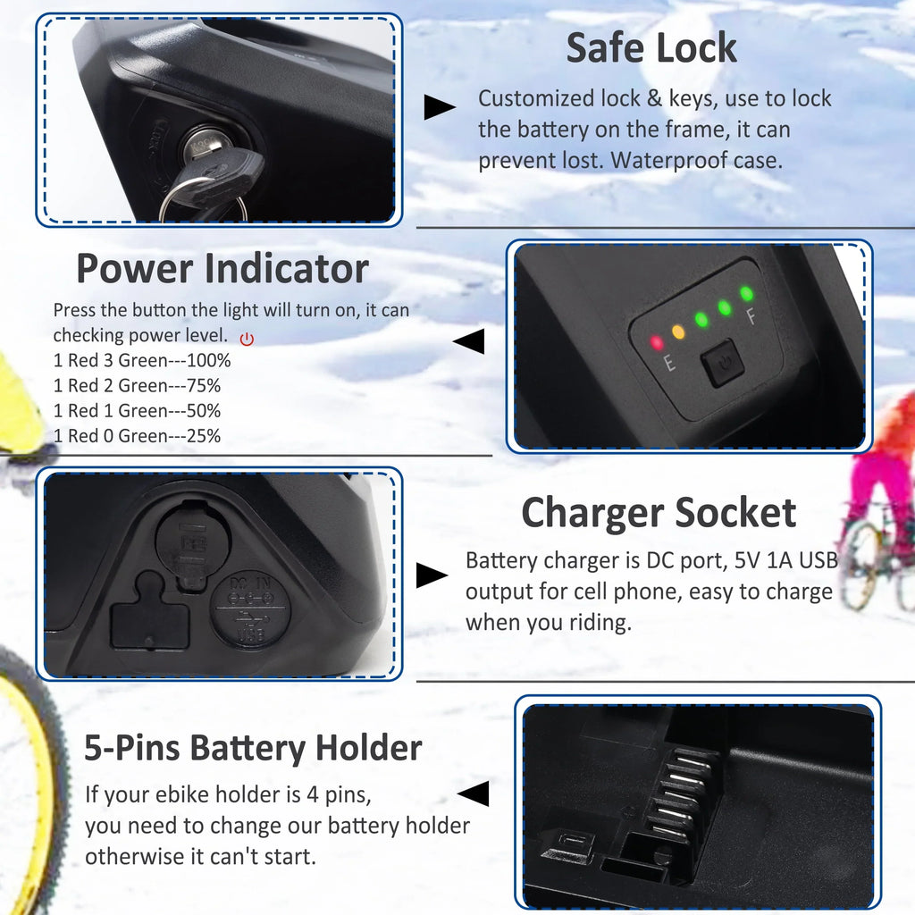 Nouveauté 2026 – Batterie 48 V 20 Ah pour vélo électrique - Batterie lithium 48 V avec chargeur pour vélos et tricycles électriques adultes de 750 W à 1500 W