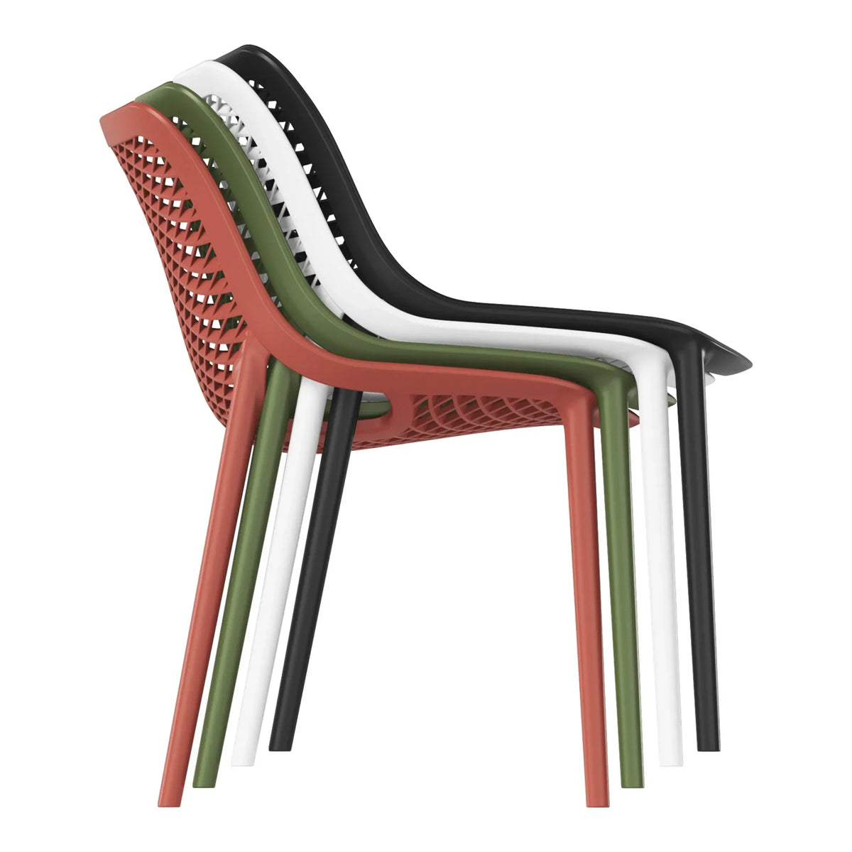 Nouveauté 2026 – Ensemble bistro de patio extérieur 3 pièces WestinTrends Playa en résine, vert olive, avec chaises d'appoint empilables