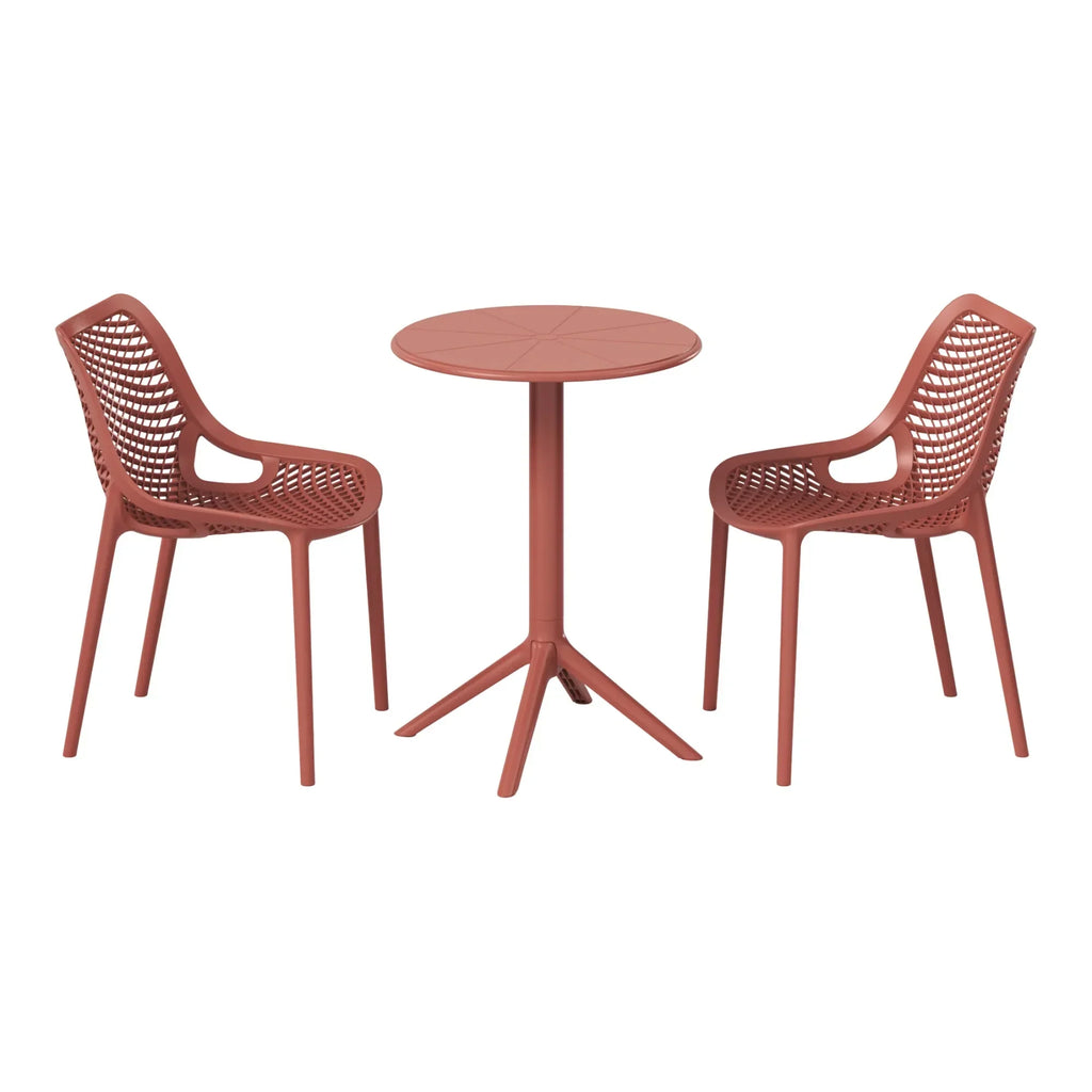 Nouveauté 2026 – Ensemble bistro de patio extérieur 3 pièces WestinTrends Playa en résine, vert olive, avec chaises d'appoint empilables