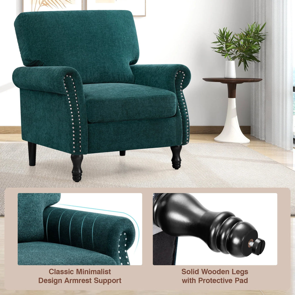 Nouveauté 2026 – Fauteuil d'appoint moderne COOLHUT , canapé une place confortable revêtu de tissu lin avec structure en bois massif, gris