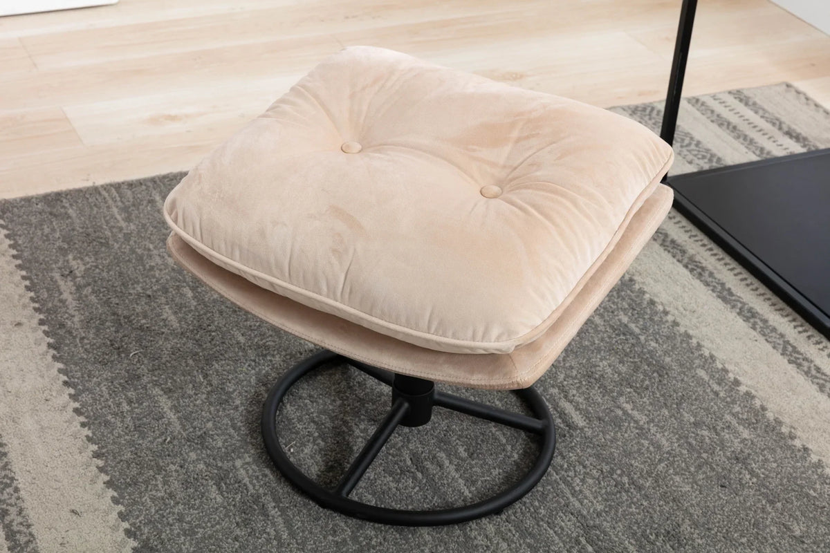 Nouveauté 2026 – Fauteuil pivotant Velvet avec repose-pieds, chaise longue moderne avec structure en métal, fauteuil de lecture confortable pour salon, chambre ou bureau, bleu