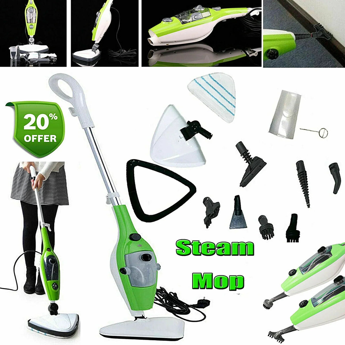 Nouveauté 2026 – Nettoyeur vapeur tout-en-un 10 en 1 pour parquets, carrelages, moquettes et fenêtres