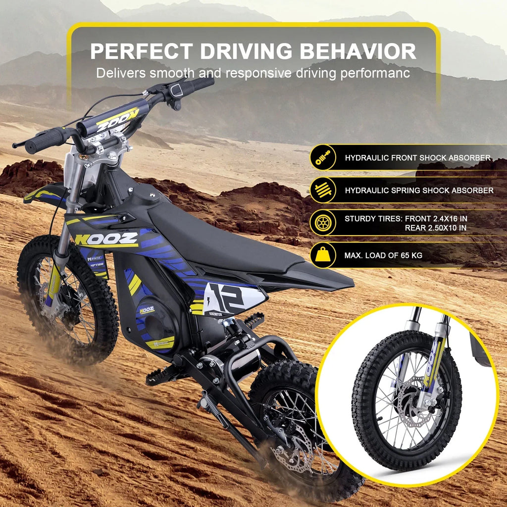 Nouveauté 2026 – Moto tout-terrain électrique MotoTec 36 V 1000 W (HP112E) bleue