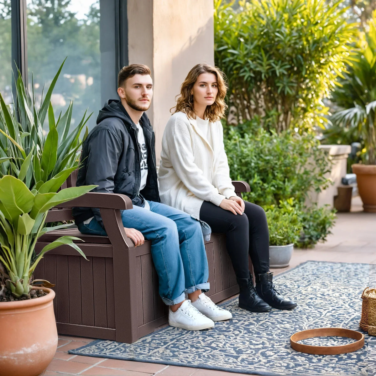 Nouveauté 2026 – Banc de rangement Homall de 80 gallons en plastique, fabriqué en résine durable et résistante aux intempéries, avec compartiment de rangement organisé de type Deckbox, pour patios et pelouses extérieures, noir