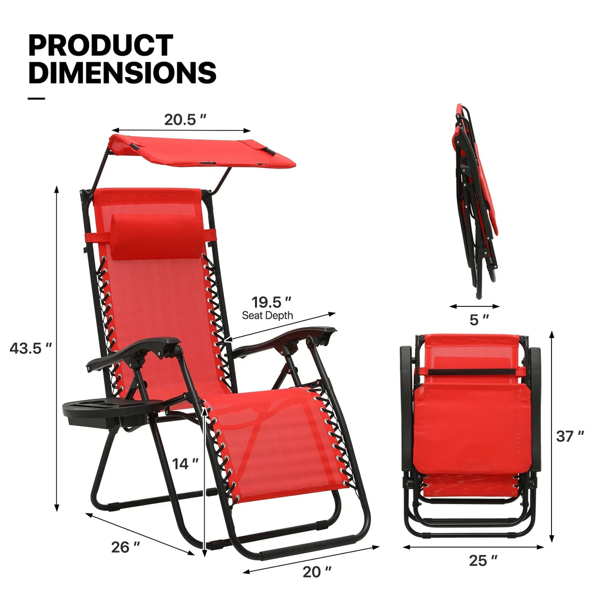 Nouveauté 2026 – Ensemble de 2 chaises MoNiBloom Zero Gravity , fauteuils de plage/terrasse pliables avec auvent et appui-tête, noirs