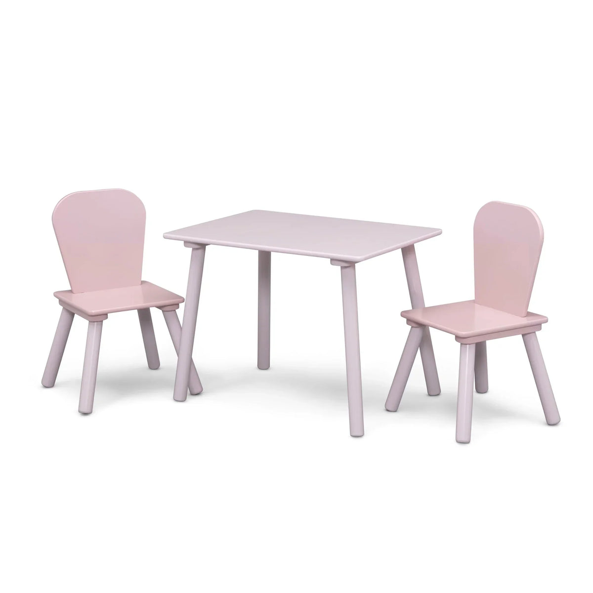Nouveauté 2026 – Ensemble de jeu pour tout-petits Delta Children 4 pièces – Comprend une table de jeu, 2 chaises et un rangement à jouets à 6 bacs avec autocollants en vinyle réutilisables, rose clair/rose foncé