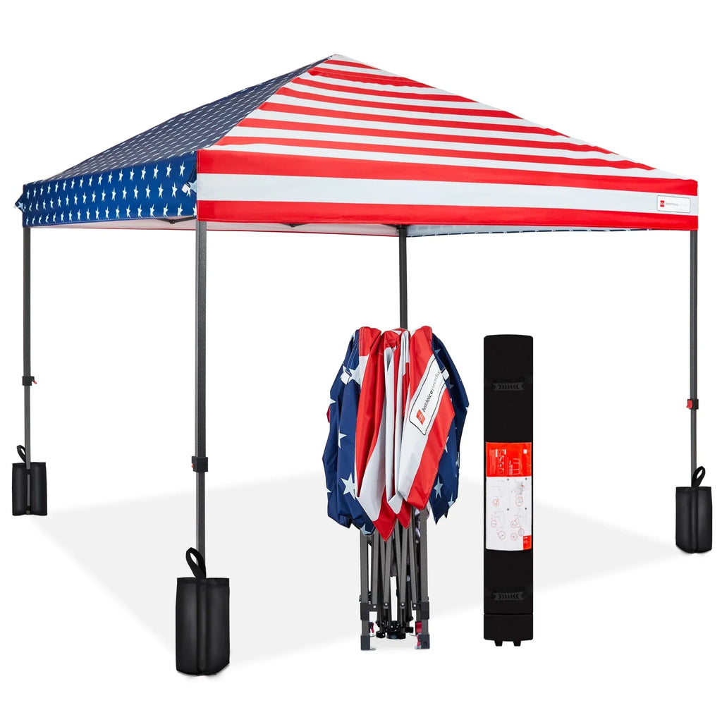 Nouveauté 2026 – Best Choice Products 3,66 m x 3,66 m - Abri pliant facile à monter avec installation en un clic, sac à roulettes et 4 sacs de lestage - Bleu marine