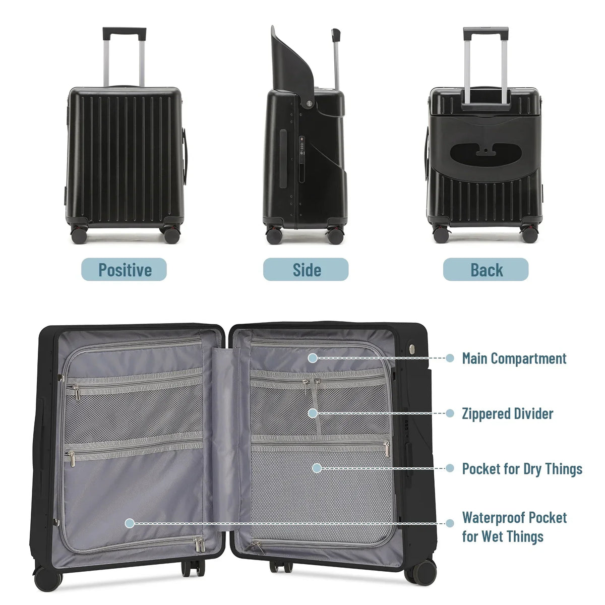 Nouveauté 2026 – Valise cabine Fridtrip de 51 cm (20 pouces) avec serrure TSA, siège pliable, roulettes pivotantes verrouillables, housse de protection et ceinture de sécurité incluses. Convient aux enfants et aux adultes