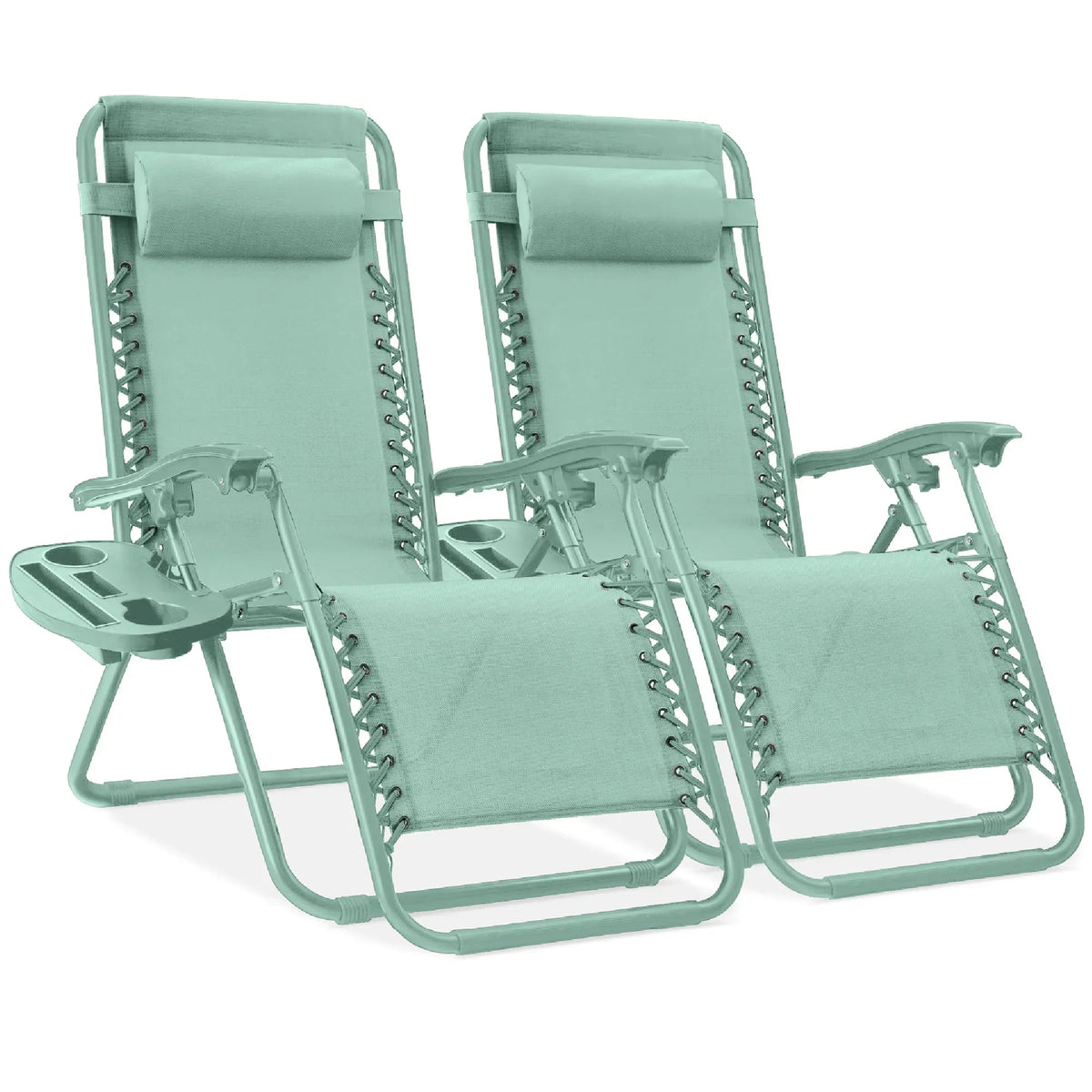 Nouveauté 2026 – Ensemble de 2 fauteuils inclinables zéro gravité Best Choice Products pour terrasse et piscine avec porte-gobelet - Gris