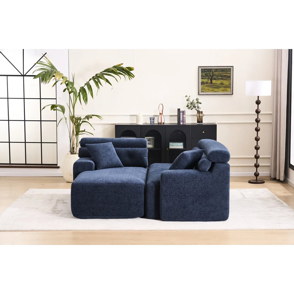 Nouveauté 2026 – Canapé 4 Compression , bleu antique - Décoration intérieure avec assise plus large et profonde et dossier surélevé pour un confort chic et relaxant