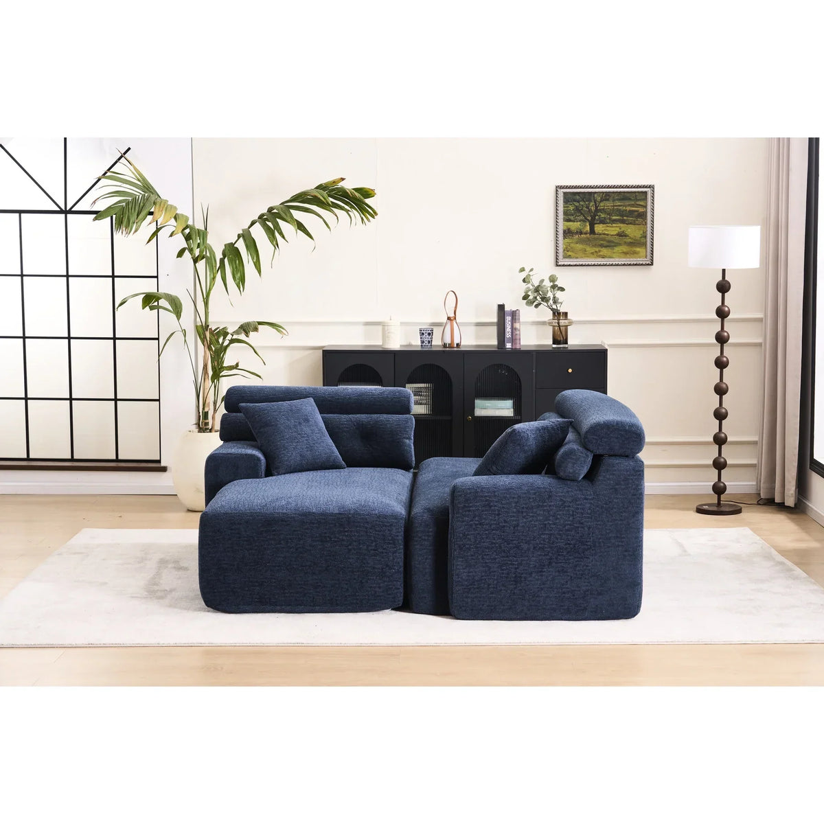 Nouveauté 2026 – Canapé 4 Compression , bleu antique - Décoration intérieure avec assise plus large et profonde et dossier surélevé pour un confort chic et relaxant