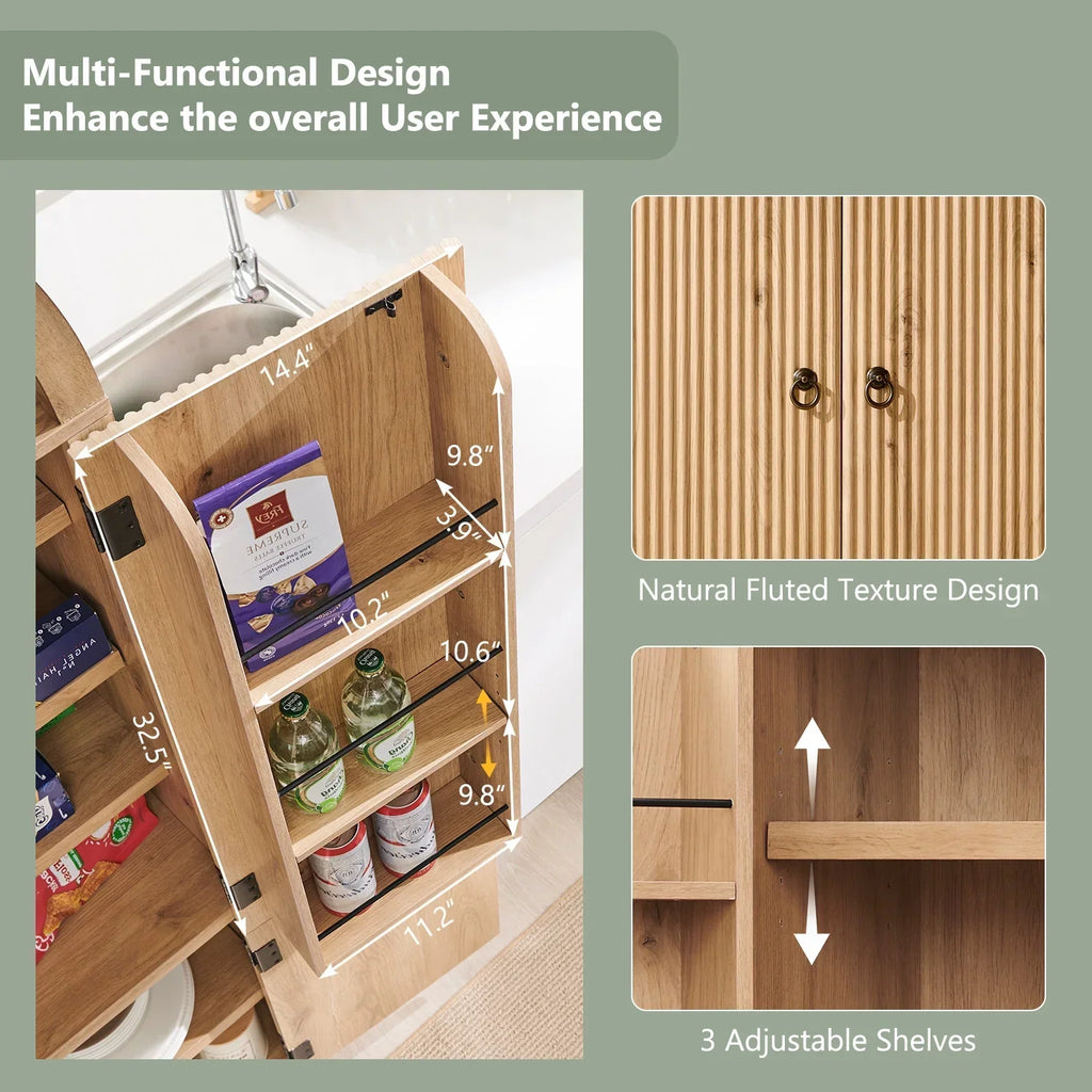 Nouveauté 2026 – Armoire de rangement de cuisine IFGET , 180 cm de haut, style arqué, avec étagères réglables, idéale pour la cuisine et la salle à manger
