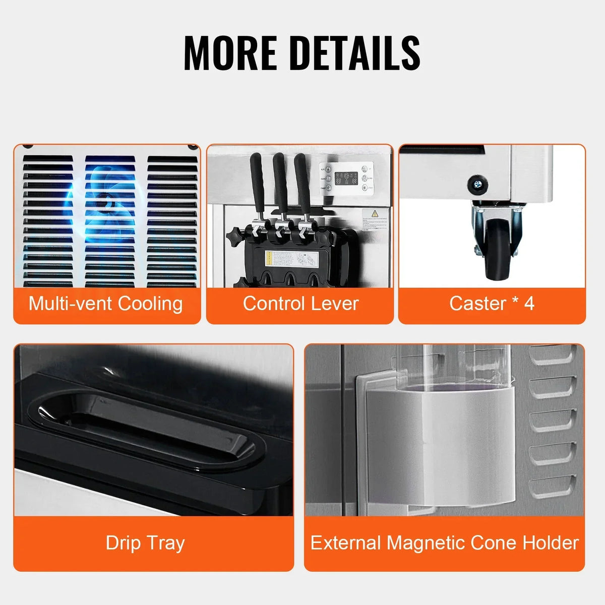 Nouveauté 2026 – Machine à glace molle commerciale KFFKFF , débit de 21 à 31 l/h, 3 parfums, affichage LED, nettoyage automatique, trémie de 4,3 l/1,1 gal, réservoir de 1,7 l/0,45 gal