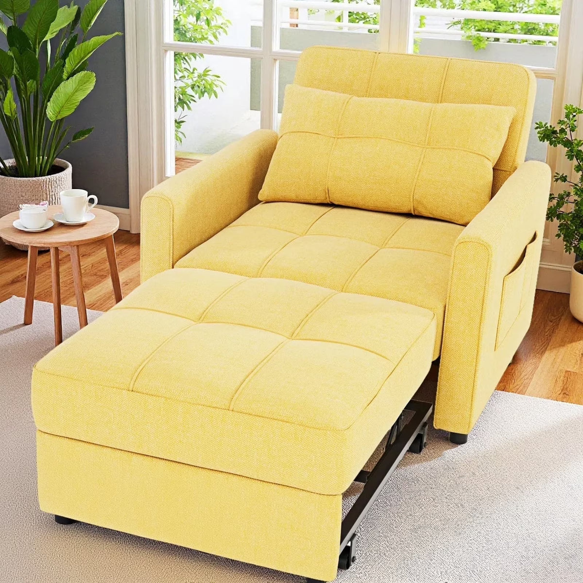 Nouveauté 2026 – Canapé-lit convertible 3 en 1 Lofka avec rangement, dossier réglable et fonction gigogne - Fauteuil-lit idéal pour les petits espaces et les appartements, gris foncé