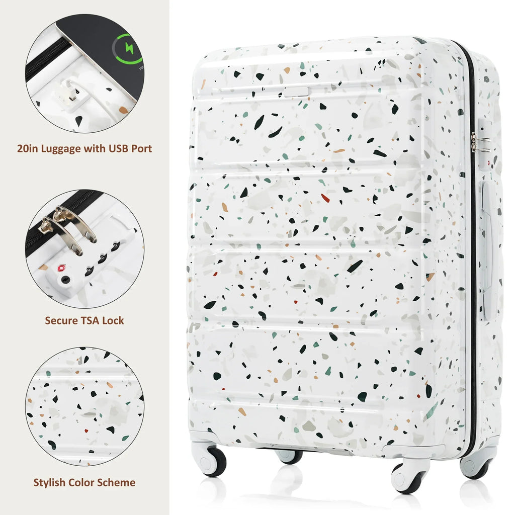 Nouveauté 2026 – Ensemble de 3 valises PAPROOS (51/61/71 cm), valise rigide légère avec port USB et crochets latéraux, bagage de voyage avec serrure TSA, valise à roulettes rigide pour l'école et les voyages, rose