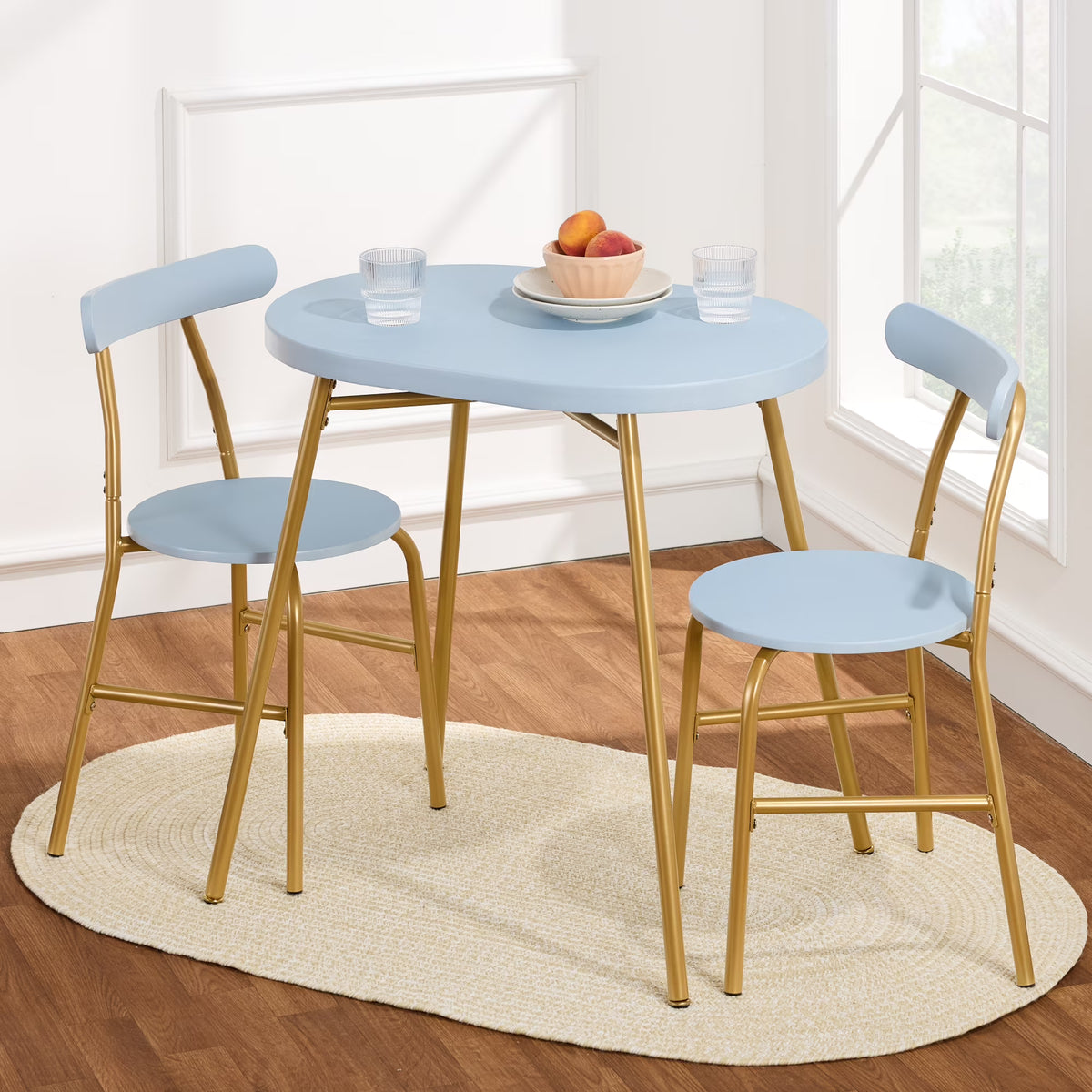 Nouveauté 2026 – Ensemble table et chaises ovales modernes 3 pièces Best Choice Products , petit coin repas avec 2 chaises - Noir/Noir