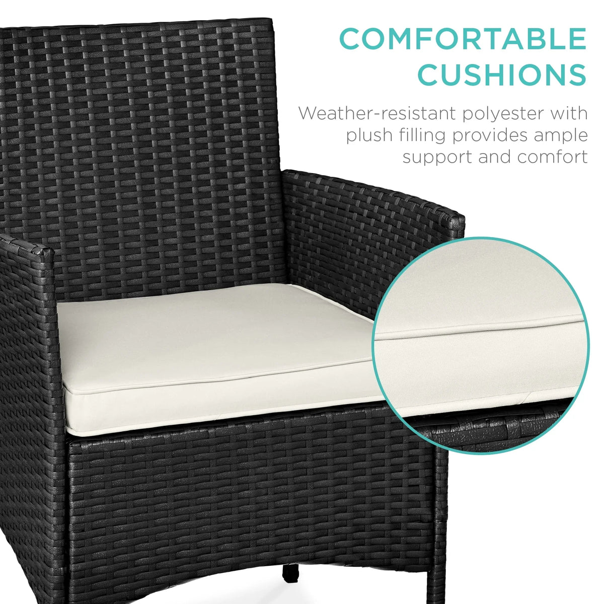Nouveauté 2026 – Ensemble bistro de jardin 3 pièces en résine tressée Best Choice Products , avec 2 chaises et une table - Gris/Bleu marine
