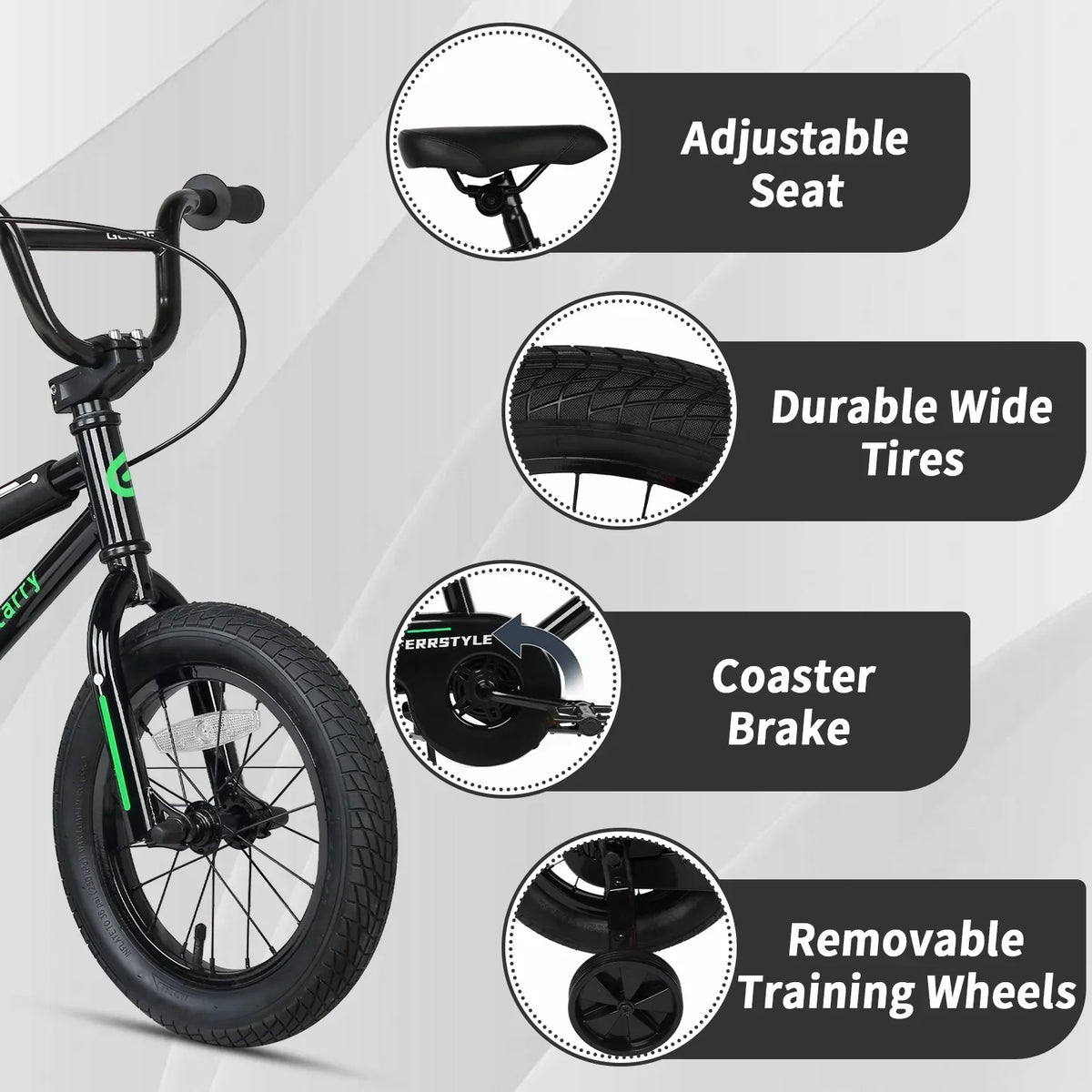 Nouveauté 2026 – Vélo Glerc pour enfants de 3 à 5 ans, style BMX, avec stabilisateurs et frein à rétropédalage, bleu. Convient aux garçons et aux filles de 3 à 5 ans