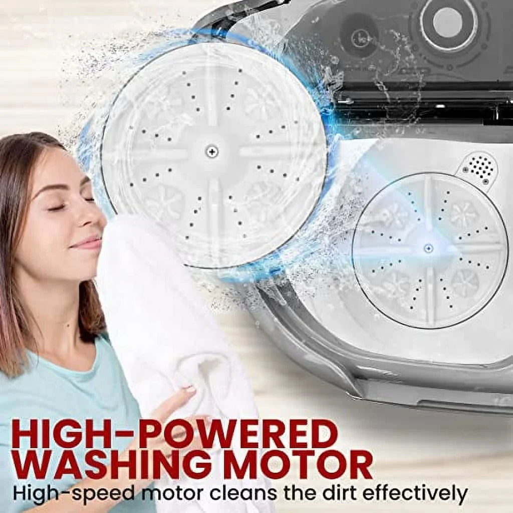 Nouveauté 2026 – Laveuse-sécheuse compacte et portable 2 en 1 Pyle Pure Clean 110 volts, grise