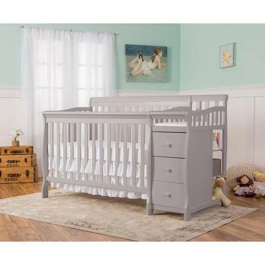 Nouveauté 2026 – Lit bébé convertible 5 en 1 Dream On Me Brody avec matelas ajustable et table à langer, gris perle
