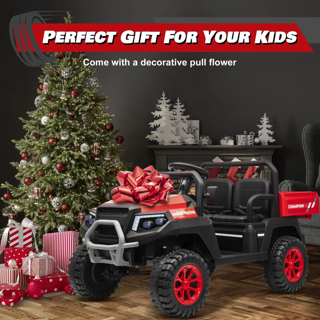 Nouveauté 2026 – Joyracer , véhicule tout-terrain électrique (UTV) 24 volts pour enfants, 2 places, avec télécommande. Voiturette de golf électrique avec 4 moteurs de 200 W, remorque inclinable et pelle, suspension à ressorts sur les 4 roues, musique