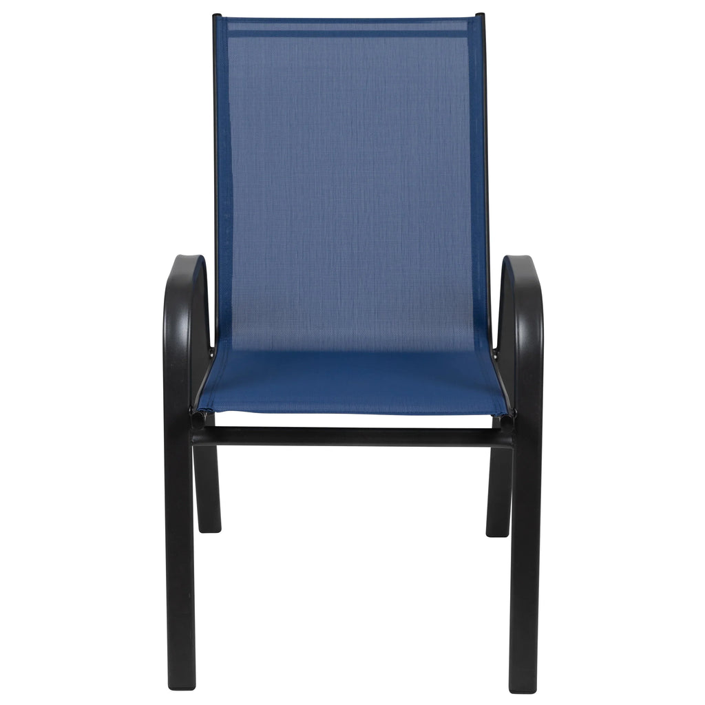 Nouveauté 2026 – Lot de 5 chaises empilables d'extérieur BizChair noires , revêtement Flex Comfort et structure en métal