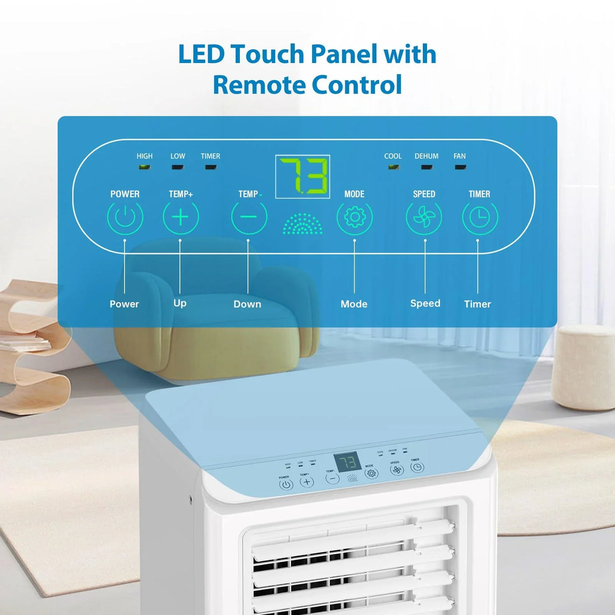 Nouveauté 2026 – Climatiseur portable TROPOW , 8 000 BTU, 3 en 1, rafraîchit jusqu'à 350 pi² (32,5 m²), unité intérieure sur pied avec déshumidificateur, kit fenêtre, blanc