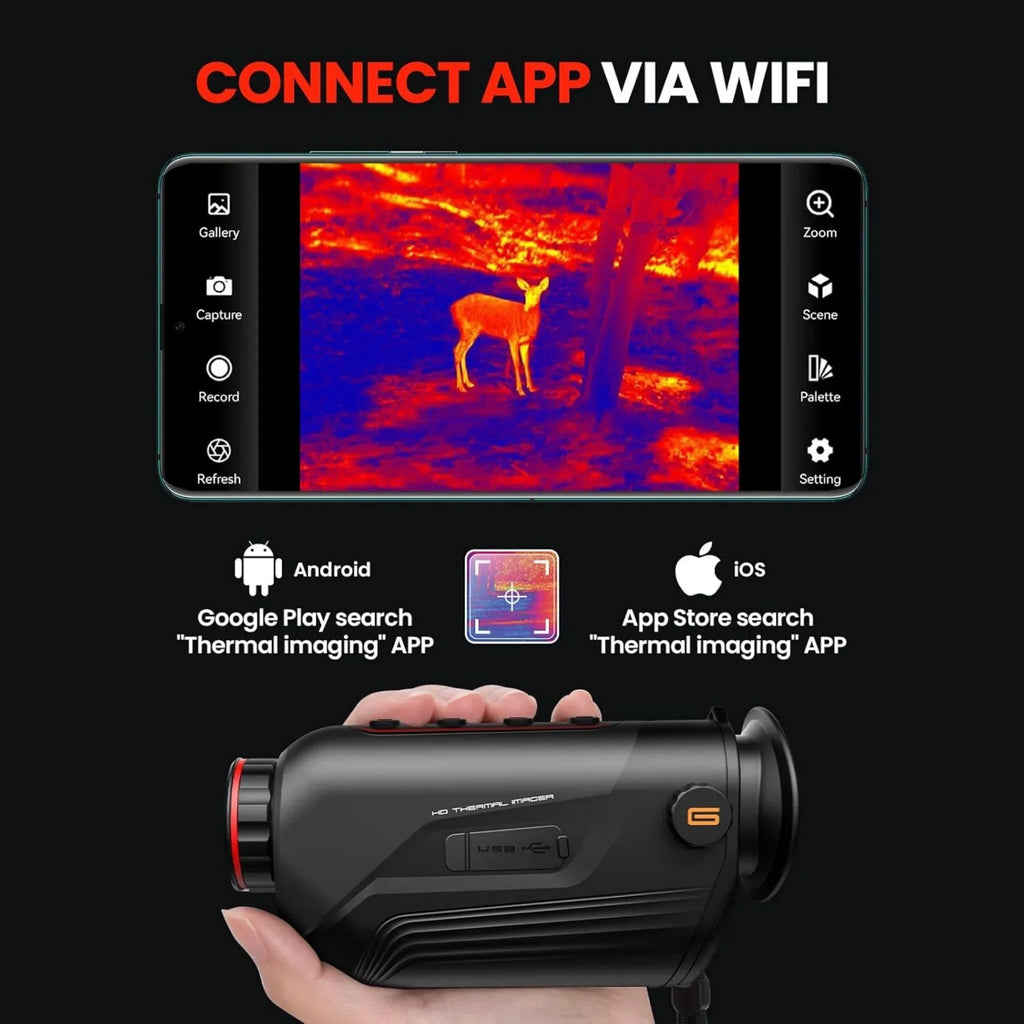 Nouveauté 2026 – Monoculaire thermique GOYOJO 256x192 (25 Hz) avec caméra thermique monoculaire pour adultes, objectif focal de 10 mm, lunettes de vision thermique pour la chasse et le camping de nuit