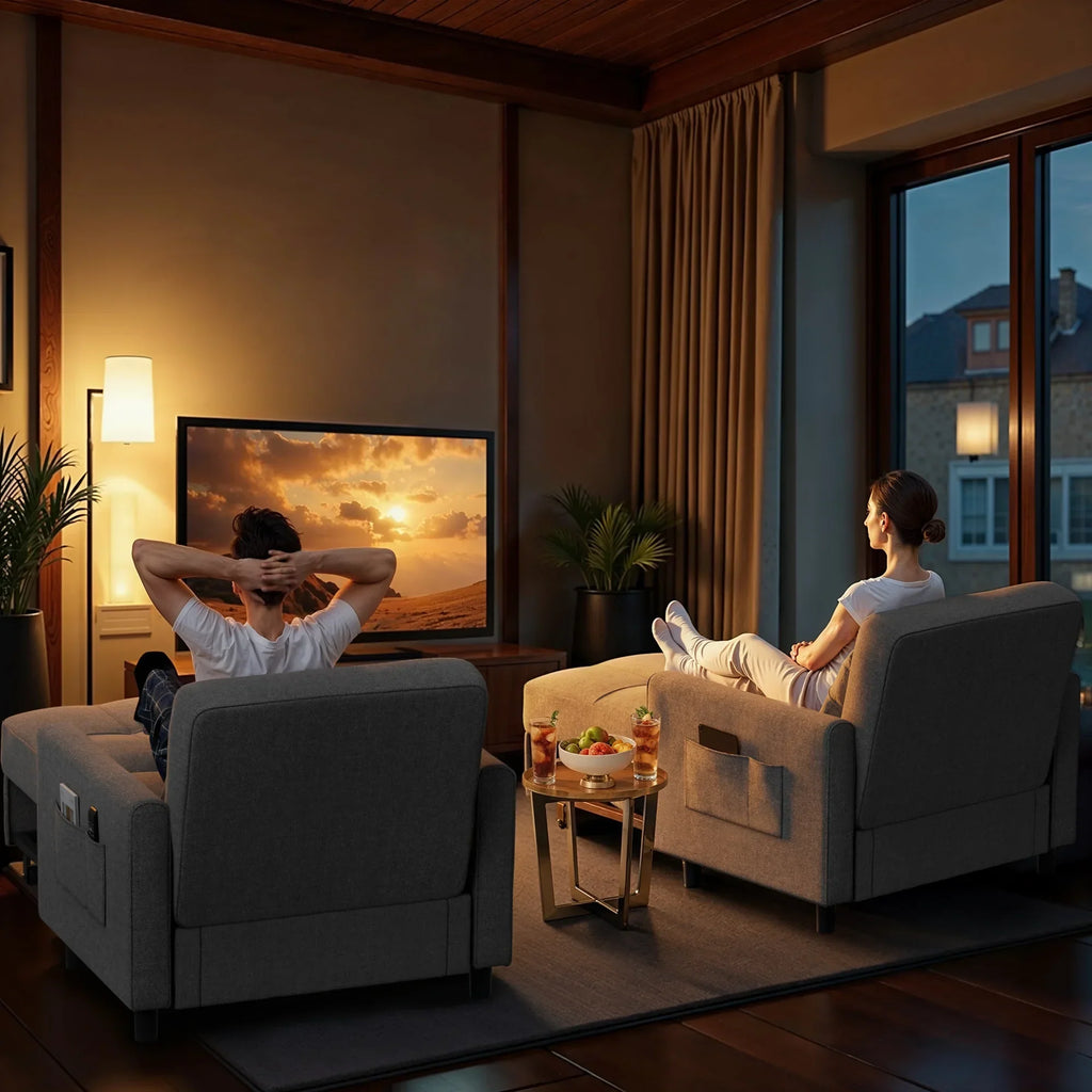 Nouveauté 2026 – Canapé-lit convertible 3 en 1 Aiho pour salon, gris foncé